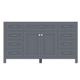 Alya Bath Norwalk 60" Single Gray Freestanding  Bathroom Vanity  With Brushed Nickel Edge Handles - HE-101-60S-G - Backyard Provider