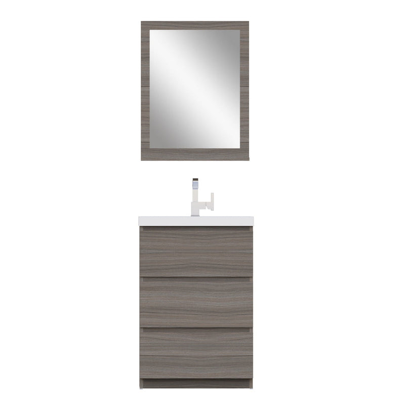 Alya Bath Paterno 24" Single Gray Modern Freestanding Bathroom Vanity With Acrylic Top and Integrated Sink - AB-MOA24-G - Backyard Provider