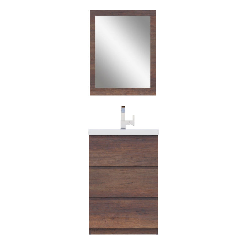 Alya Bath Paterno 24" Single Rosewood Modern Freestanding Bathroom Vanity With Acrylic Top and Integrated Sink - AB-MOA24-RW - Backyard Provider