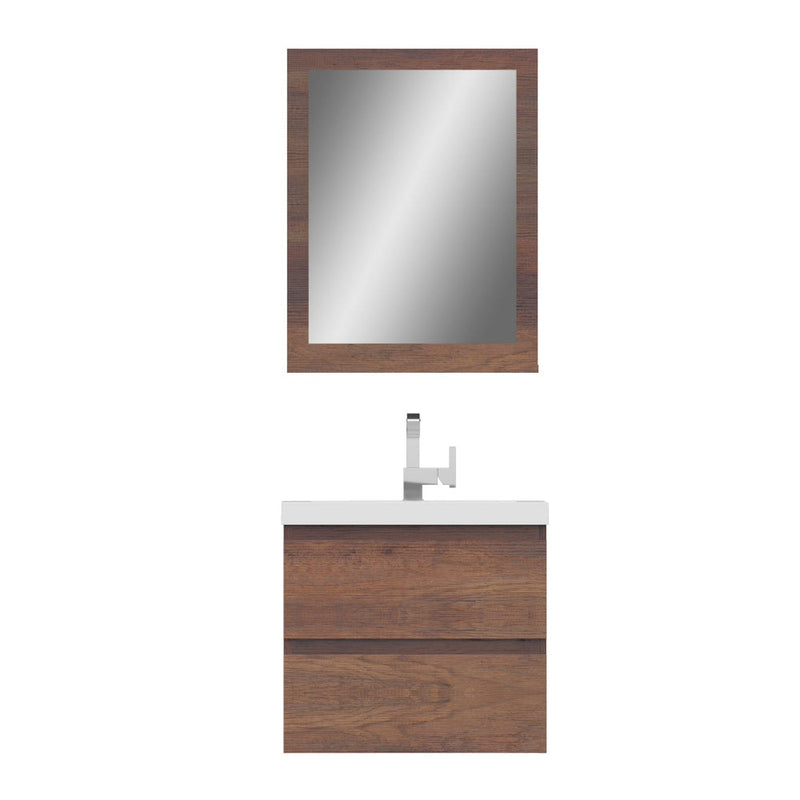 Alya Bath Paterno 24" Single Rosewood Modern Wall Mounted  Bathroom Vanity With Acrylic Top and Integrated Sink - AB-MOF24-RW - Backyard Provider