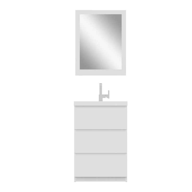 Alya Bath Paterno 24" Single White Modern Freestanding Bathroom Vanity With Acrylic Top and Integrated Sink - AB-MOA24-W - Backyard Provider