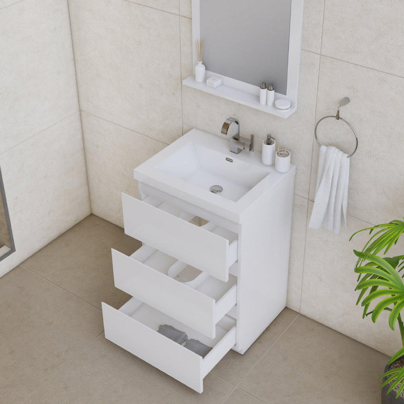 Alya Bath Paterno 24" Single White Modern Freestanding Bathroom Vanity With Acrylic Top and Integrated Sink - AB-MOA24-W - Backyard Provider