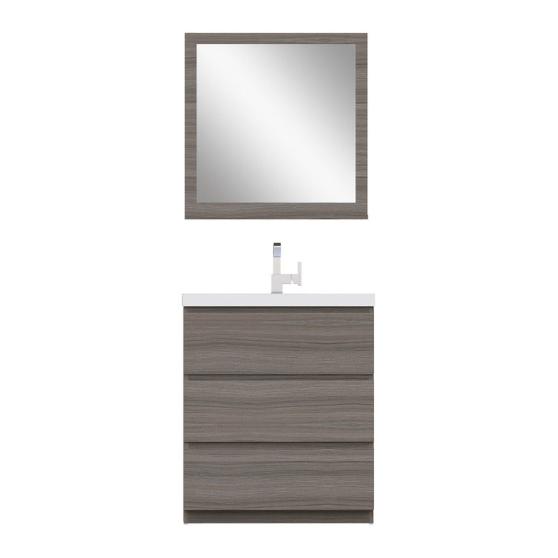 Alya Bath Paterno 30" Single Gray Modern Freestanding  Single Bathroom Vanity With Acrylic Top and Integrated Sink - AB-MOA30-G - Backyard Provider