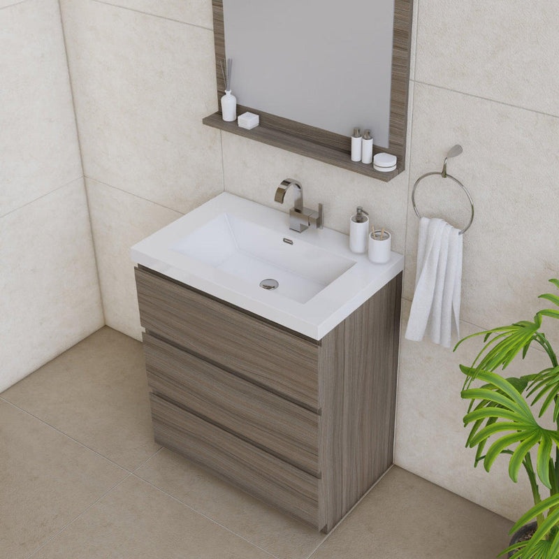 Alya Bath Paterno 30" Single Gray Modern Freestanding  Single Bathroom Vanity With Acrylic Top and Integrated Sink - AB-MOA30-G - Backyard Provider