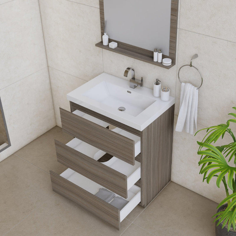 Alya Bath Paterno 30" Single Gray Modern Freestanding  Single Bathroom Vanity With Acrylic Top and Integrated Sink - AB-MOA30-G - Backyard Provider