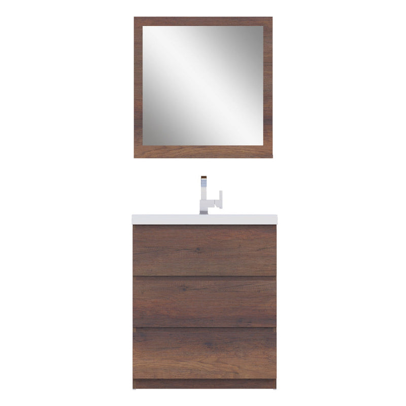 Alya Bath Paterno 30" Single Rosewood  Modern Freestanding  Bathroom Vanity With Acrylic Top and Integrated Sink - AB-MOA30-RW - Backyard Provider