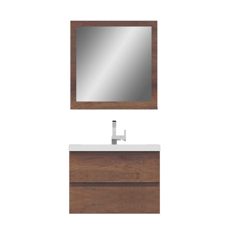 Alya Bath Paterno 30" Single Rosewood Modern Wall Mounted  Bathroom Vanity With Acrylic Top and Integrated Sink - AB-MOF30-RW - Backyard Provider