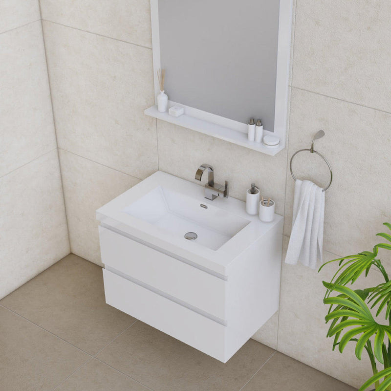 Alya Bath Paterno 30" Single White Modern Wall Mounted  Bathroom Vanity With Acrylic Top and Integrated Sink - AB-MOF30-W - Backyard Provider