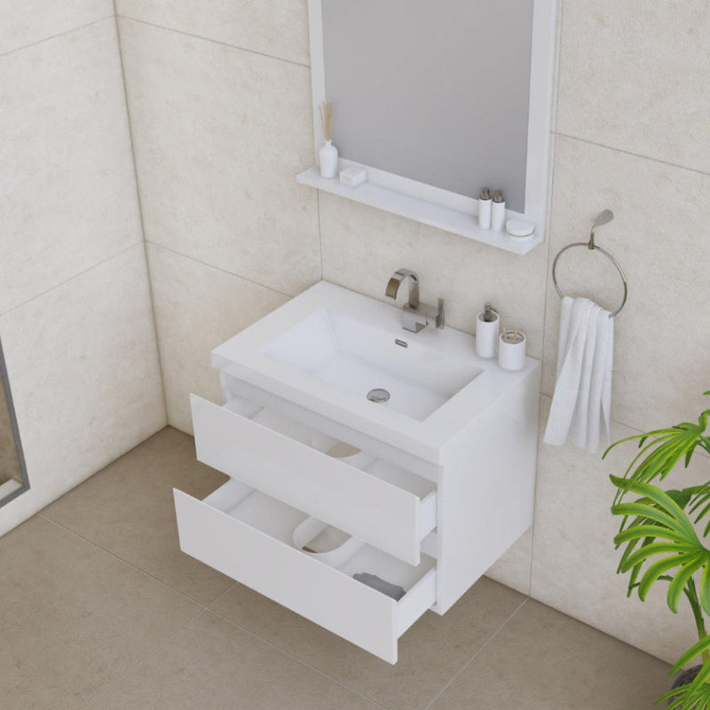 Alya Bath Paterno 30" Single White Modern Wall Mounted  Bathroom Vanity With Acrylic Top and Integrated Sink - AB-MOF30-W - Backyard Provider