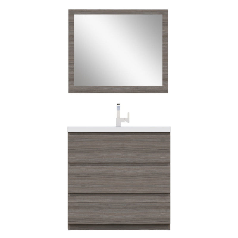 Alya Bath Paterno 36" Single Gray Modern Freestanding  Bathroom Vanity With Acrylic Top and Integrated Sink - AB-MOA36-G - Backyard Provider