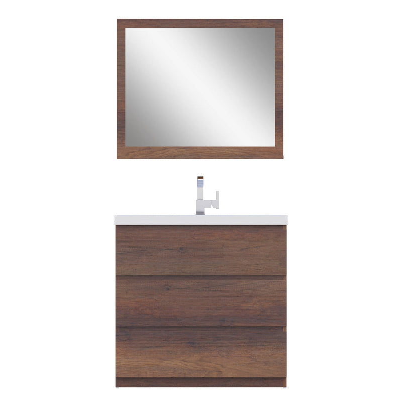 Alya Bath Paterno 36" Single Rosewood  Modern Freestanding  Bathroom Vanity With Acrylic Top and Integrated Sink - AB-MOA36-RW - Backyard Provider