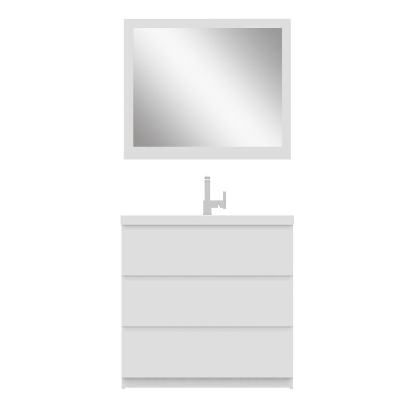 Alya Bath Paterno 36" Single White Modern Freestanding  Bathroom Vanity With Acrylic Top and Integrated Sink - AB-MOA36-W - Backyard Provider