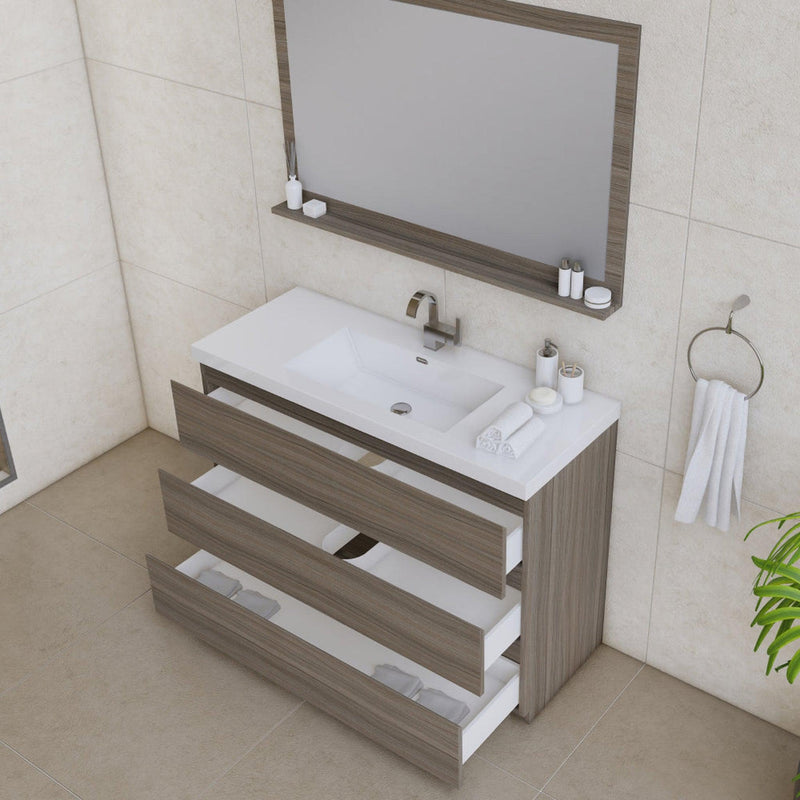 Alya Bath Paterno 48" Single Gray Modern Freestanding  Bathroom Vanity With Acrylic Top and Integrated Sink - AB-MOA48-G - Backyard Provider