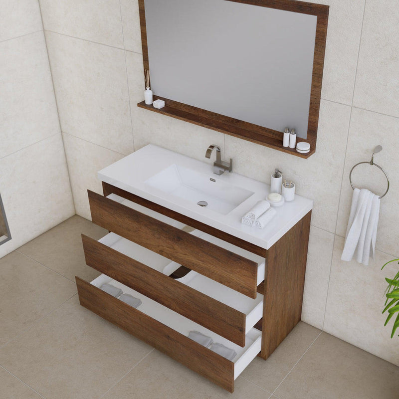 Alya Bath Paterno 48" Single Rosewood Modern Freestanding  Bathroom Vanity With Acrylic Top and Integrated Sink - AB-MOA48-RW - Backyard Provider