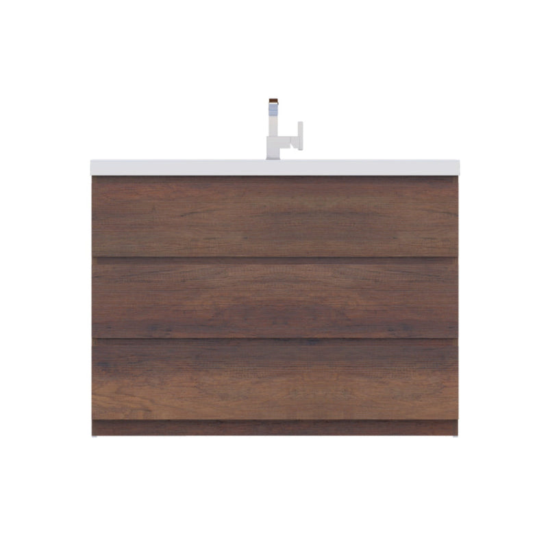 Alya Bath Paterno 48" Single Rosewood Modern Freestanding  Bathroom Vanity With Acrylic Top and Integrated Sink - AB-MOA48-RW - Backyard Provider