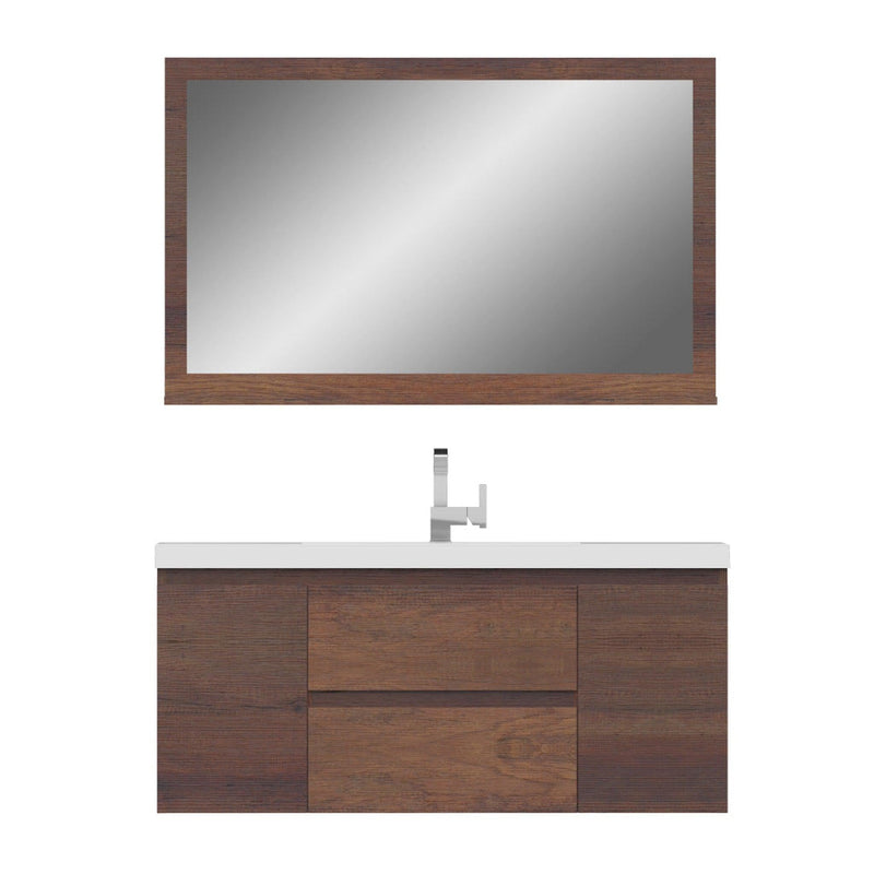 Alya Bath Paterno 48" Single Rosewood Modern Wall Mounted  Bathroom Vanity With Acrylic Top and Integrated Sink - AB-MOF48-RW - Backyard Provider