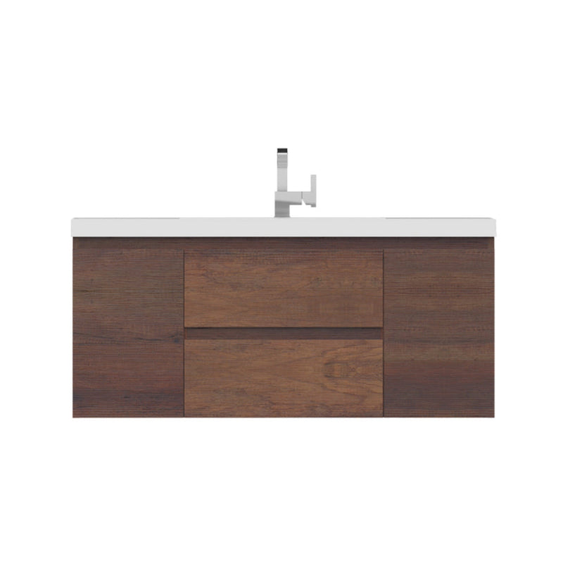 Alya Bath Paterno 48" Single Rosewood Modern Wall Mounted  Bathroom Vanity With Acrylic Top and Integrated Sink - AB-MOF48-RW - Backyard Provider