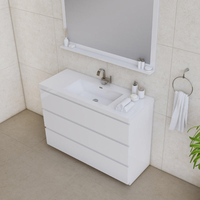 Alya Bath Paterno 48"  Single White Modern Freestanding Bathroom Vanity With Acrylic Top and Integrated Sink - AB-MOA48-W - Backyard Provider