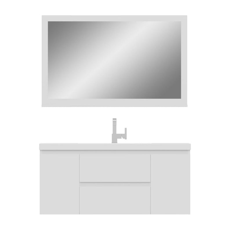 Alya Bath Paterno 48" Single White Modern Wall Mounted  Bathroom Vanity With Acrylic Top and Integrated Sink - AB-MOF48-W - Backyard Provider