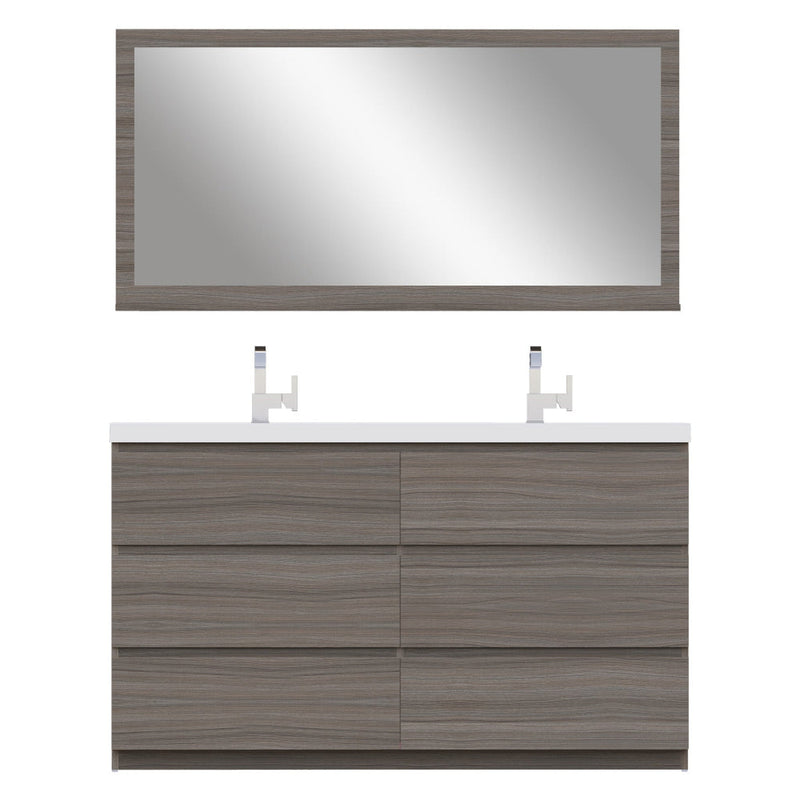 Alya Bath Paterno 60" Double Gray Modern Freestanding  Bathroom Vanity With Acrylic Top and Integrated  Sink - AB-MOA60D-G - Backyard Provider