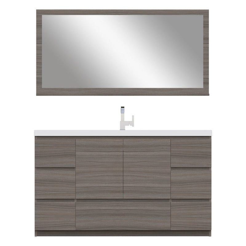 Alya Bath Paterno 60" Single Gray Modern Freestanding Single Bathroom Vanity With Acrylic Top and Integrated  Sink - AB-MOA60S-G - Backyard Provider