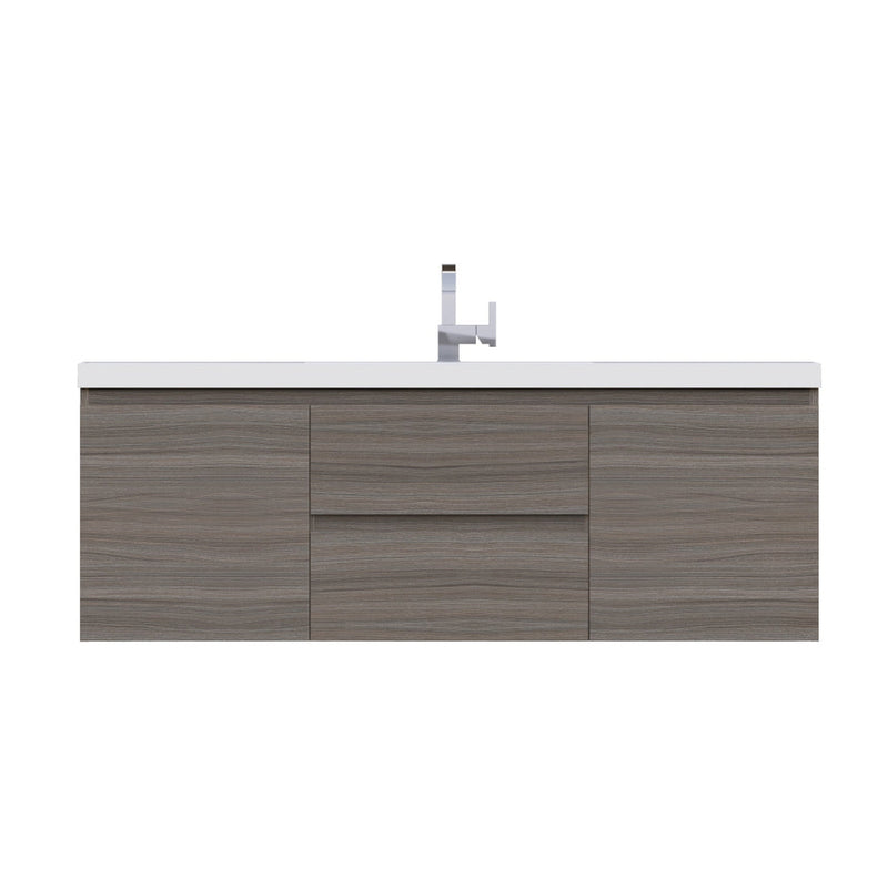 Alya Bath Paterno 60" Single Gray Modern Wall Mounted  Bathroom Vanity With Acrylic Top and Integrated Sink - AB-MOF60S-G - Backyard Provider