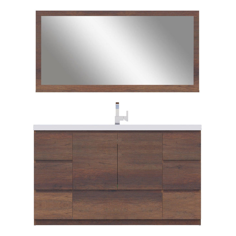 Alya Bath Paterno 60" Single Rosewood Modern Freestanding  Bathroom Vanity With Acrylic Top and Integrated Sink - AB-MOA60S-RW - Backyard Provider