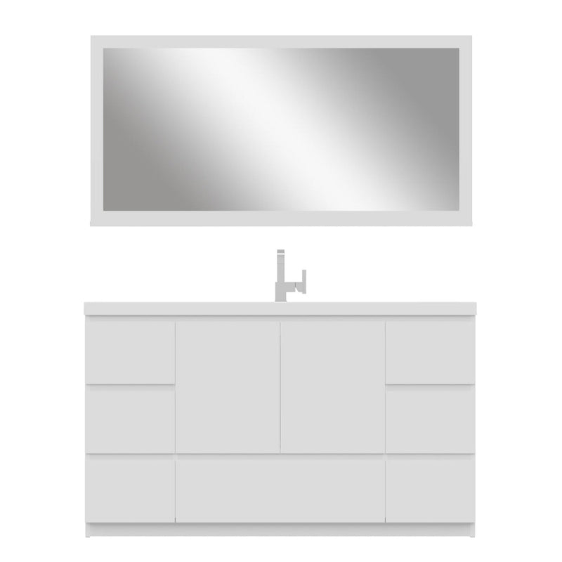 Alya Bath Paterno 60" Single White Modern Freestanding  Bathroom Vanity With Acrylic Top and Integrated Sink - AB-MOA60S-W - Backyard Provider