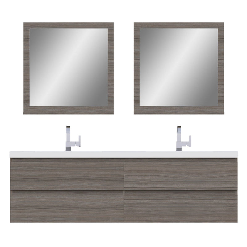 Alya Bath Paterno 72" Double Gray Modern Wall Mounted  Bathroom Vanity With Acrylic Top and Integrated Sink - AB-MOF72D-G - Backyard Provider