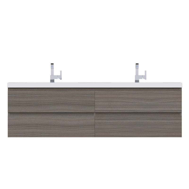 Alya Bath Paterno 72" Double Gray Modern Wall Mounted  Bathroom Vanity With Acrylic Top and Integrated Sink - AB-MOF72D-G - Backyard Provider