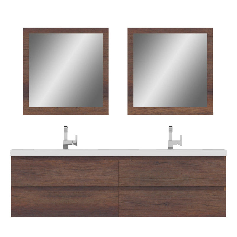 Alya Bath Paterno 72" Double Rosewood Modern Wall Mounted  Bathroom Vanity With Acrylic Top and Integrated Sink - AB-MOF72D-RW - Backyard Provider