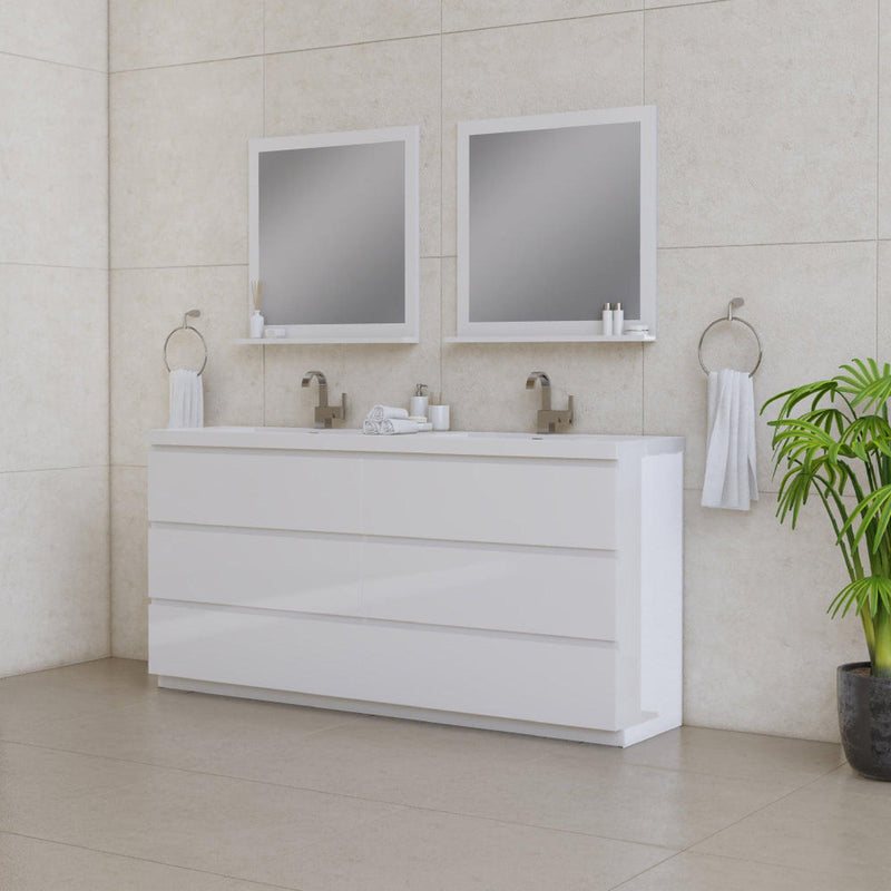 Alya Bath Paterno 72" Double White Modern Freestanding  Bathroom Vanity With Acrylic Top and Integrated Sink - AB-MOA72D-W - Backyard Provider