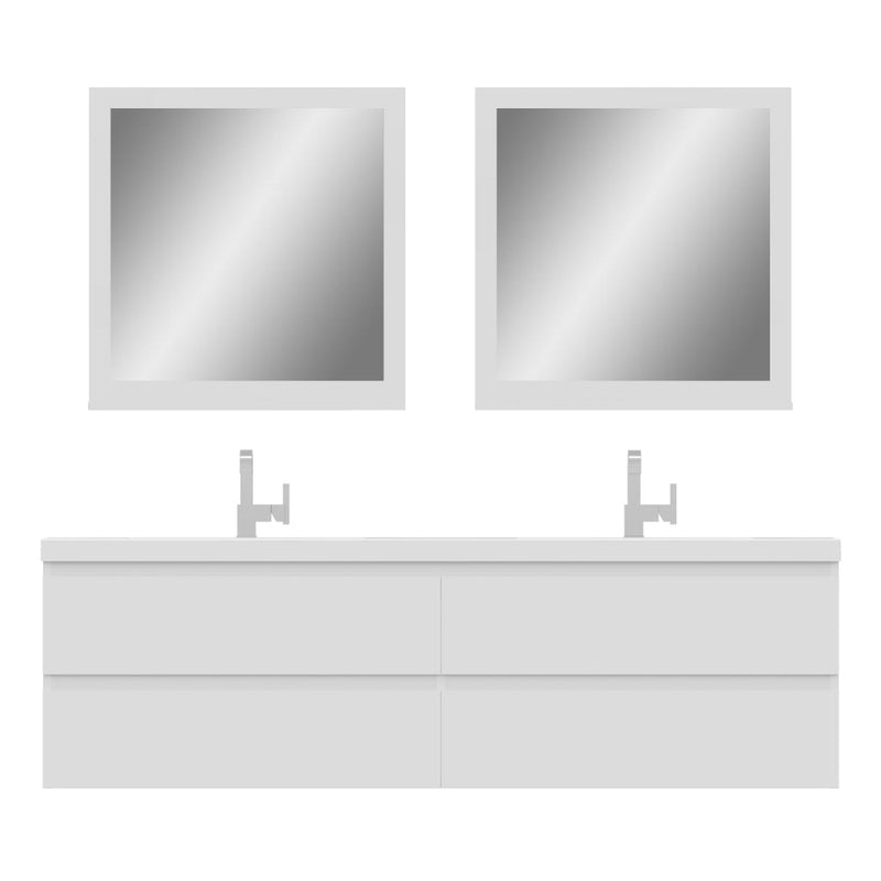 Alya Bath Paterno 72" Double White Modern Wall Mounted  Bathroom Vanity With Acrylic Top and Integrated Sink - AB-MOF72D-W - Backyard Provider