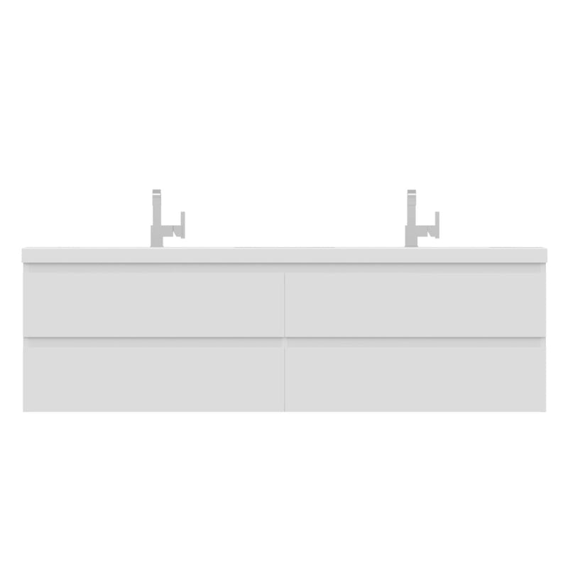 Alya Bath Paterno 72" Double White Modern Wall Mounted  Bathroom Vanity With Acrylic Top and Integrated Sink - AB-MOF72D-W - Backyard Provider