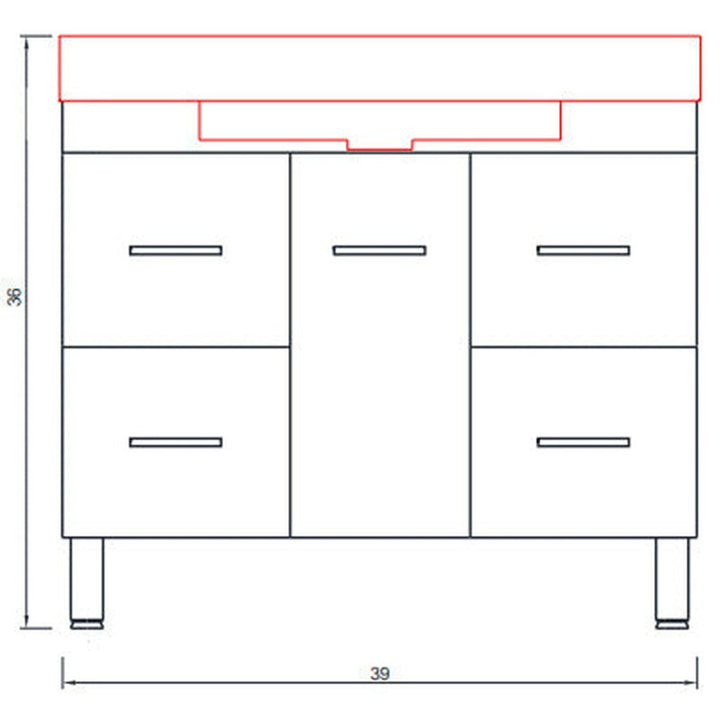 Alya Bath Ripley  39" Single Black Modern Freestanding  Bathroom Vanity With Integrated Acrylic Top, Acrylic Sink and Wall Mounted Mirror - AT-8041-B+AT-36-M-B - Backyard Provider