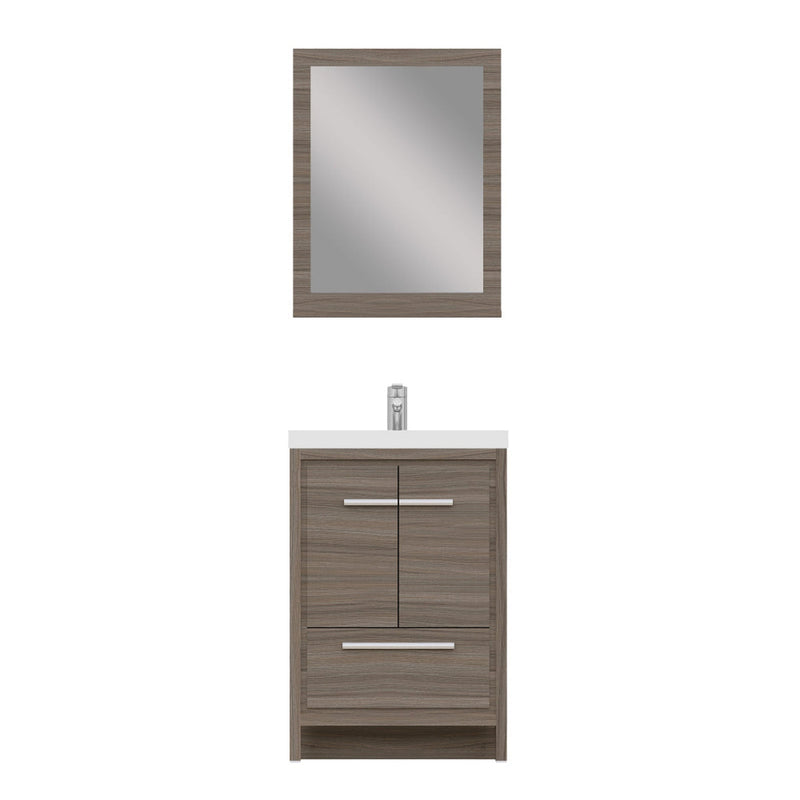 Alya Bath Sortino 24" Single Gray Modern Freestanding  Bathroom Vanity With Acrylic Top and Integrated Sink - AB-MD624-G - Backyard Provider