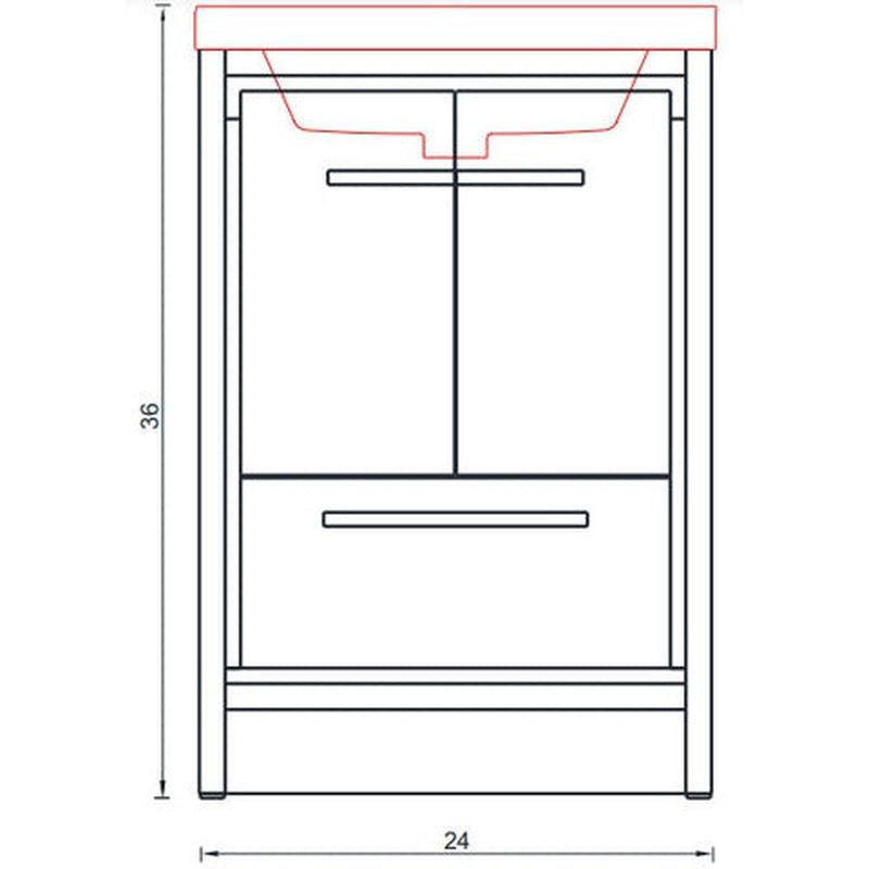 Alya Bath Sortino 24" Single Gray Modern Freestanding  Bathroom Vanity With Acrylic Top and Integrated Sink - AB-MD624-G - Backyard Provider