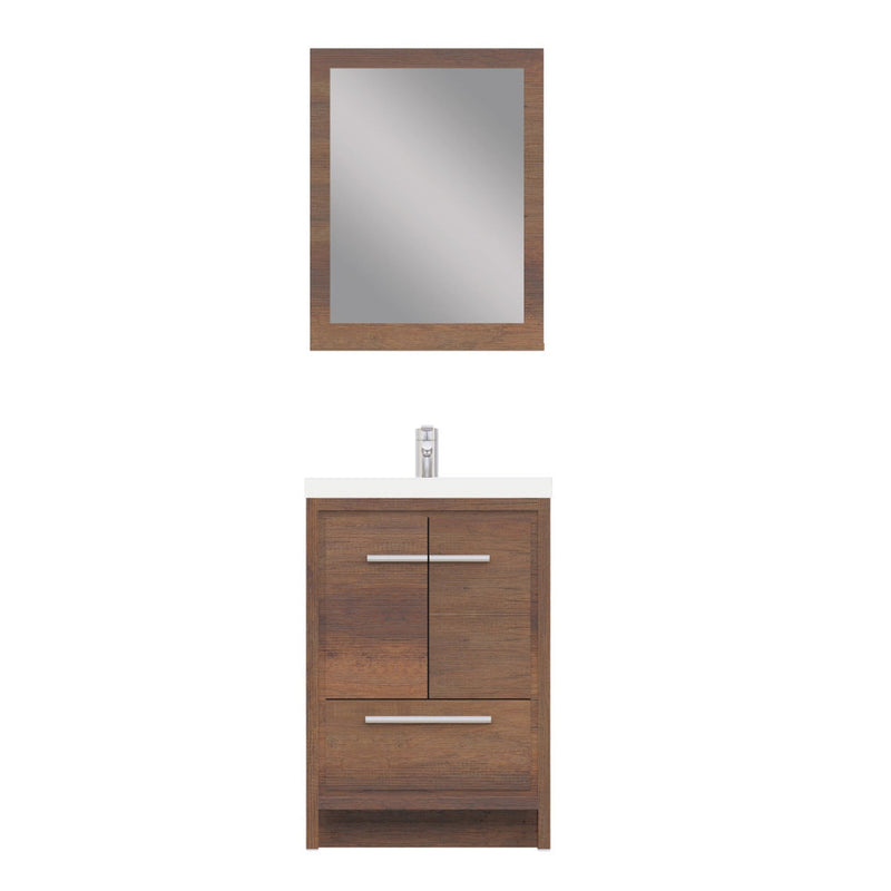 Alya Bath Sortino 24" Single Rosewood  Modern Freestanding  Bathroom Vanity With Acrylic Top and Integrated Sink - AB-MD624-RW - Backyard Provider