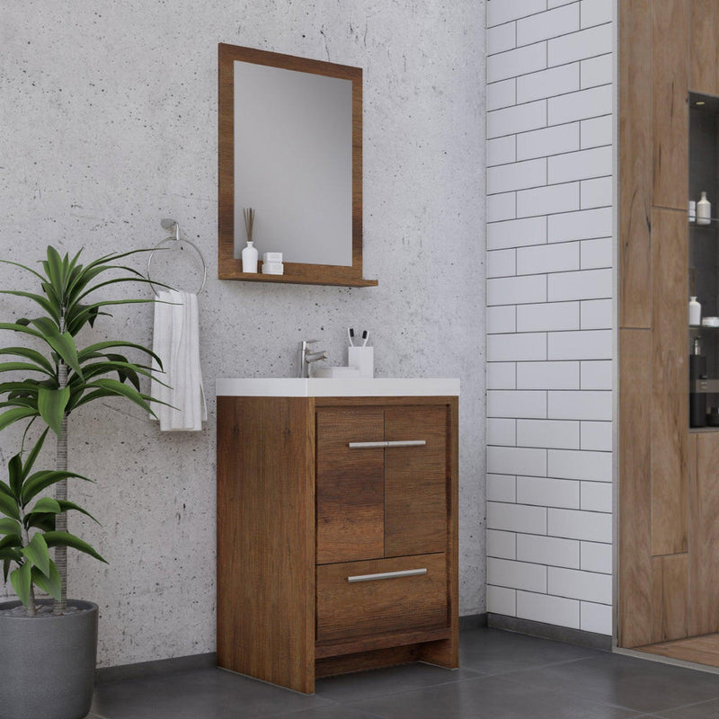 Alya Bath Sortino 24" Single Rosewood  Modern Freestanding  Bathroom Vanity With Acrylic Top and Integrated Sink - AB-MD624-RW - Backyard Provider