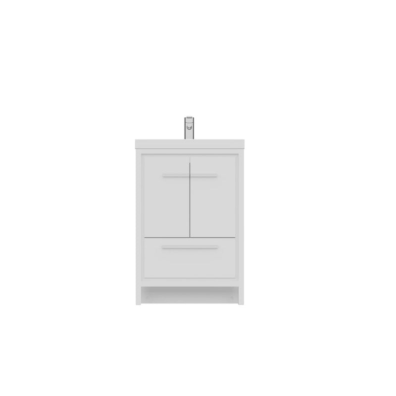 Alya Bath Sortino 24" Single White Modern Freestanding  Bathroom Vanity With Acrylic Top and Integrated Sink - AB-MD624-W+AB-MOB24-Sink - Backyard Provider