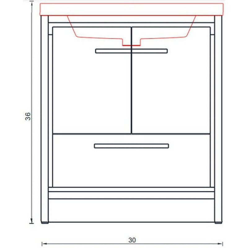 Alya Bath Sortino 30" Single Gray Modern Freestanding  Bathroom Vanity With Acrylic Top and Integrated  Sink - AB-MD630-G - Backyard Provider