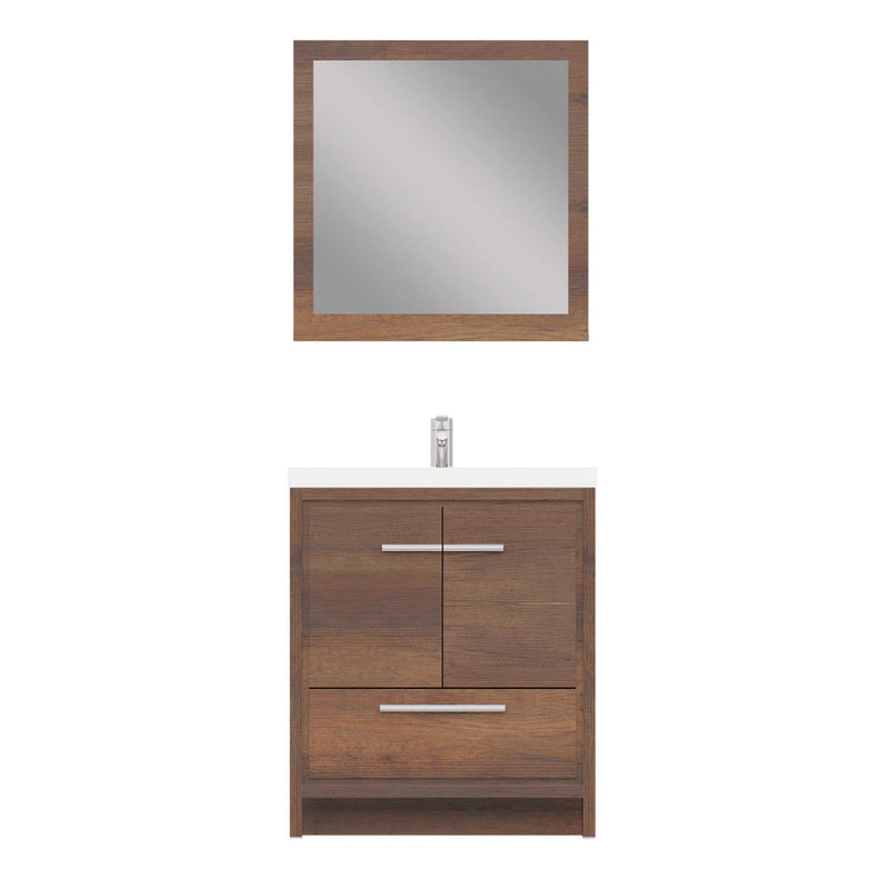 Alya Bath Sortino 30" Single Rosewood  Modern Freestanding  Bathroom Vanity With Acrylic Top and Integrated Sink - AB-MD630-RW - Backyard Provider