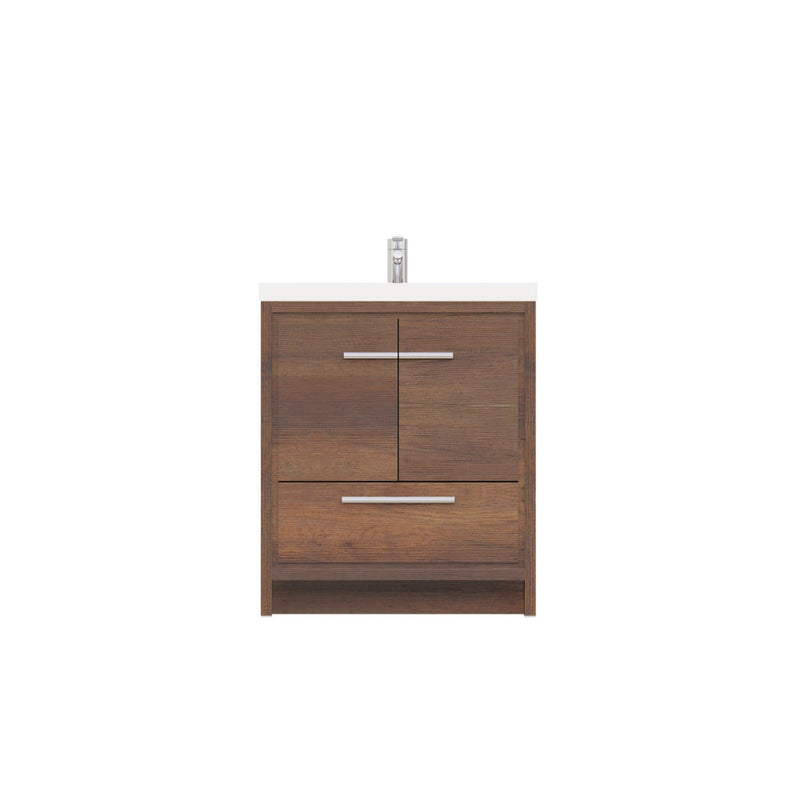 Alya Bath Sortino 30" Single Rosewood  Modern Freestanding  Bathroom Vanity With Acrylic Top and Integrated Sink - AB-MD630-RW - Backyard Provider