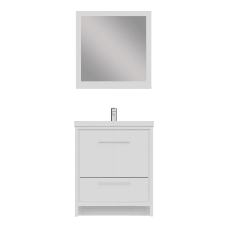 Alya Bath Sortino 30" Single White Modern Freestanding  Bathroom Vanity With Acrylic Top and Integrated Sink - AB-MD630-W - Backyard Provider