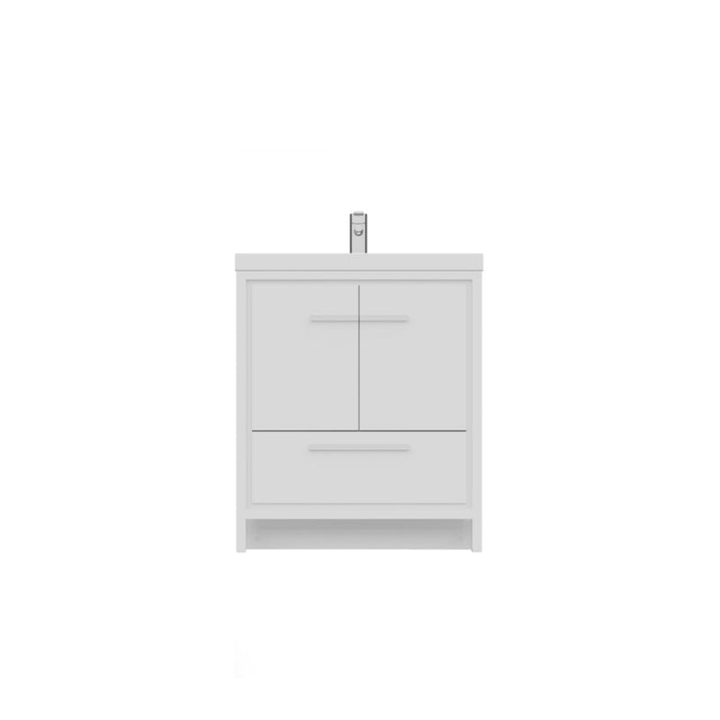 Alya Bath Sortino 30" Single White Modern Freestanding  Bathroom Vanity With Acrylic Top and Integrated Sink - AB-MD630-W - Backyard Provider