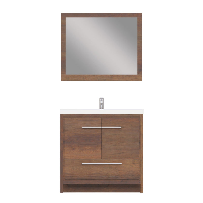 Alya Bath Sortino 36" Single Rosewood  Modern Freestanding Bathroom Vanity With Acrylic Top and Integrated Sink - AB-MD636-RW - Backyard Provider