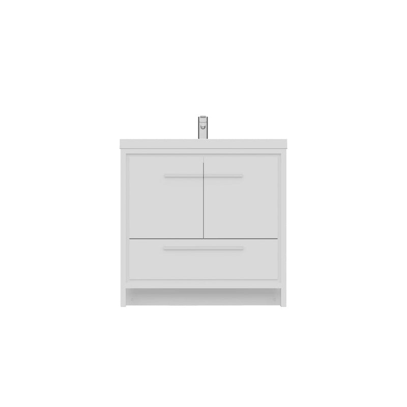 Alya Bath Sortino 36" Single White Modern Freestanding  Bathroom Vanity With Acrylic Top and Integrated Sink - AB-MD636-W - Backyard Provider