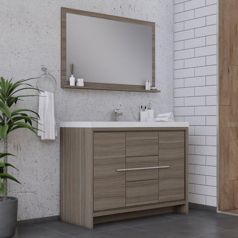 Alya Bath Sortino 48" Single Gray Modern Freestanding  Bathroom Vanity With Acrylic Top and Integrated  Sink - AB-MD648-G - Backyard Provider