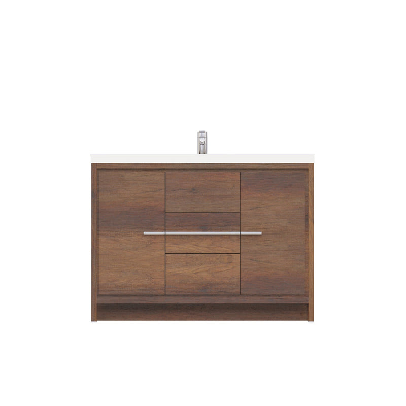 Alya Bath Sortino 48" Single Rosewood  Modern Freestanding  Bathroom Vanity With Acrylic Top and Integrated Sink - AB-MD648-RW - Backyard Provider