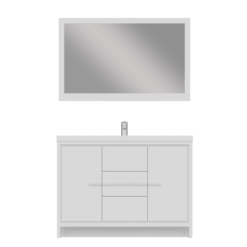 Alya Bath Sortino 48" Single White Modern Freestanding  Bathroom Vanity With Acrylic Top and Integrated Sink - AB-MD648-W - Backyard Provider